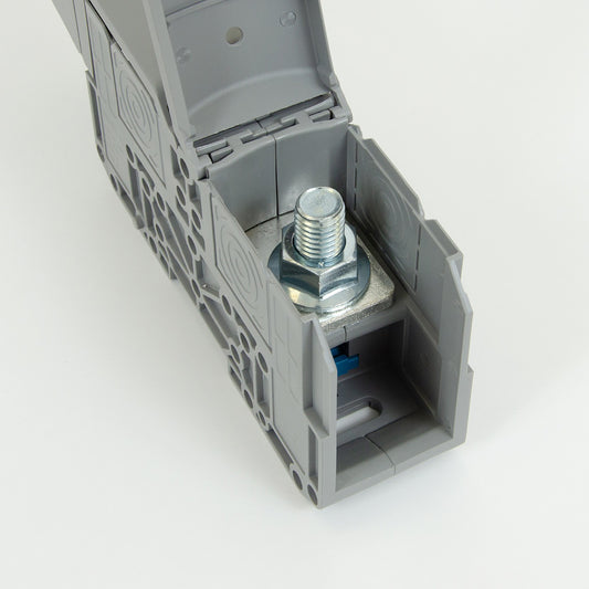 ONKA 150mm2 M12 Bloc terminal conector șină cu șurub Terminal șină DIN cu capac de protecție, gri, 1030088
