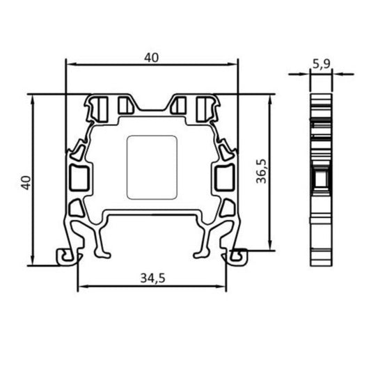 ONKA 2,5mm2 Bloc terminal conector șină cu șurub Terminal șină DIN 2 fire gri, 1010012