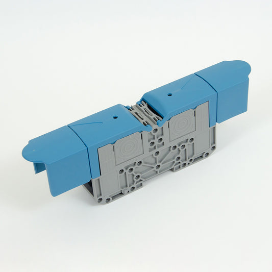 ONKA 150mm2 M12 Bloc terminal conector șină cu șurub Terminal șină DIN cu capac de protecție, albastru, 1030091