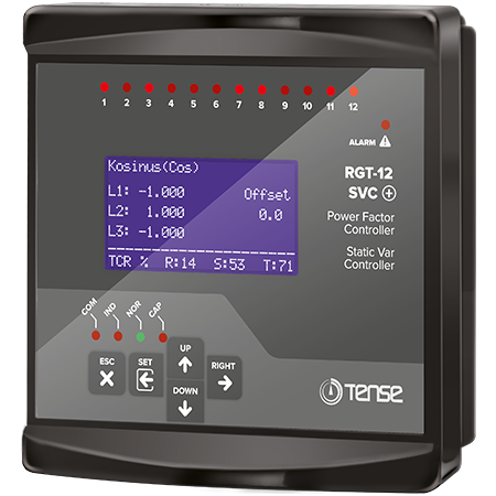 RGT-12SVC - Controler putere reactivă 12 nivele +TCR cu RS485 ModBus RTU