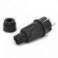 Dop de cauciuc negru IP54, 250v 16a pe cablu, Uni-Schuko (dublă legare la pământ), 2P+E, REF, Bylion