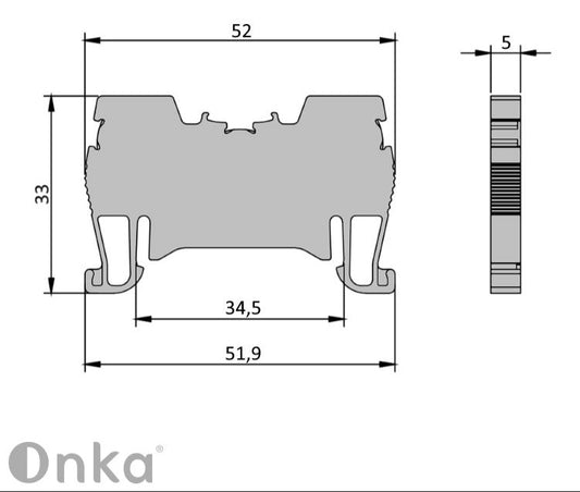 ONKA 1,5mm2 conector cu arc pentru șină bloc terminal șină DIN terminal 2 fire albastru, 1020005