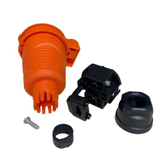 Priză ermetică portocalie din cauciuc IP54 cu clapetă 16A 250V tip francez (Pin) RDP-O-E Bylion