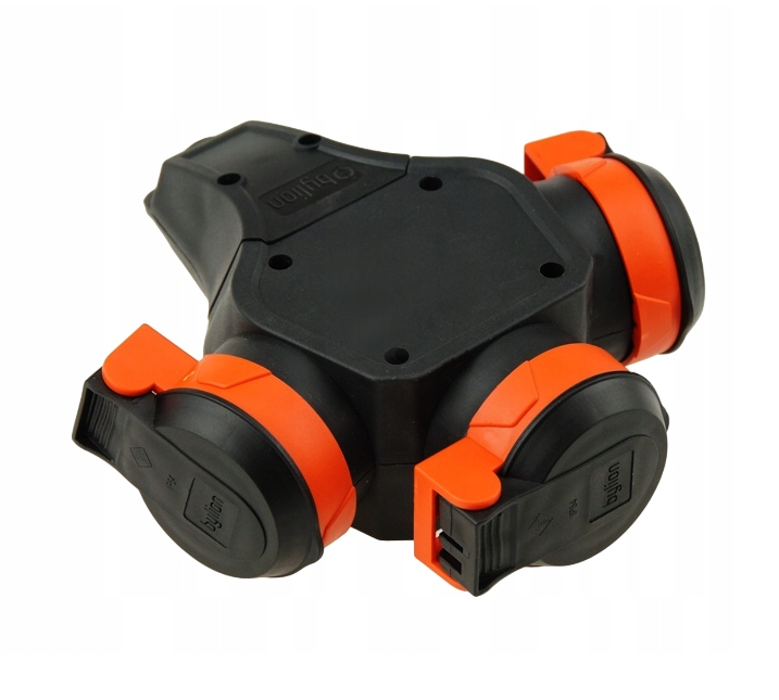 Hub de cauciuc de tip T Schuko splitter cu 3 prize 3WHS-F