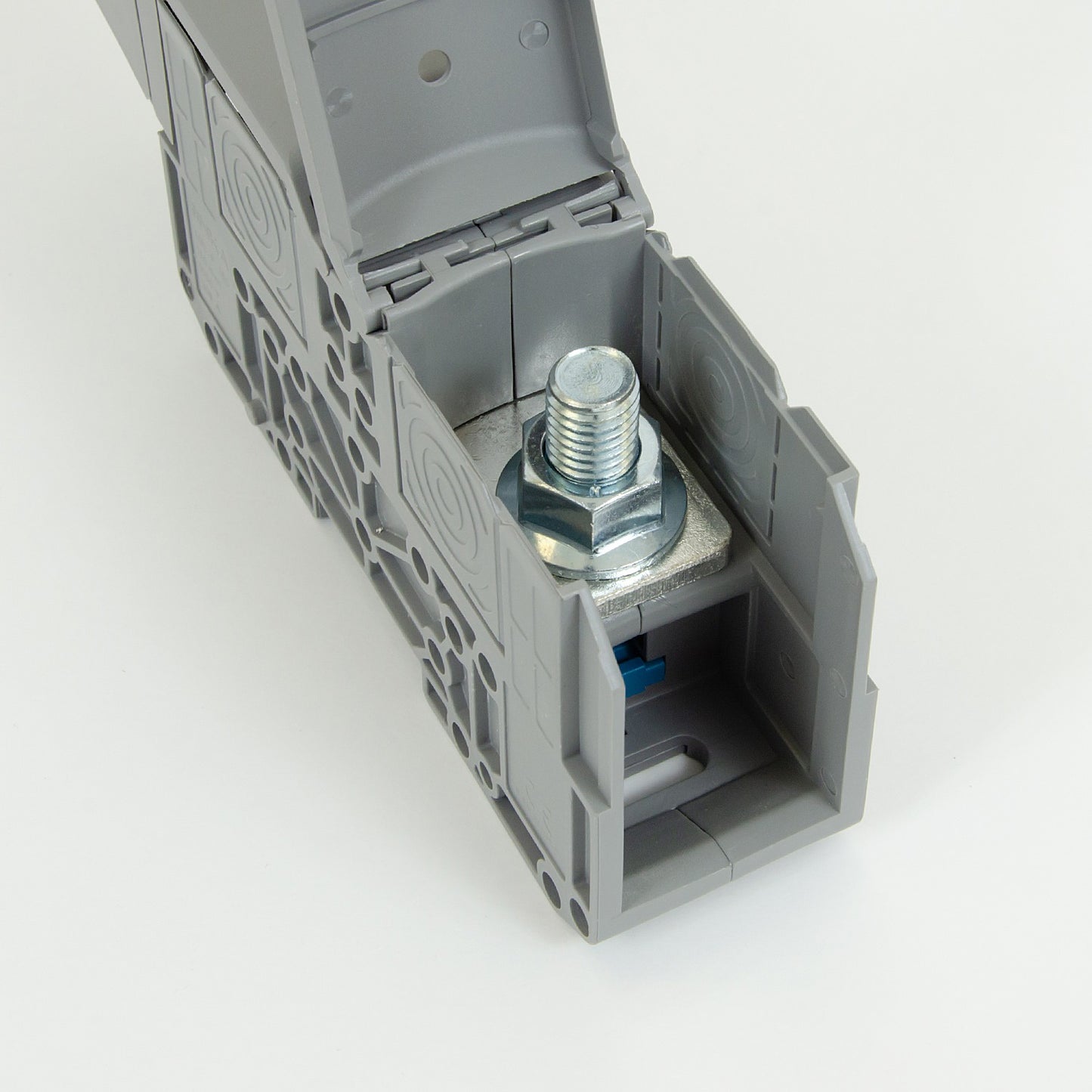 ONKA 150mm2 M12 Bloc terminal conector șină cu șurub Terminal șină DIN cu capac de protecție, gri, 1030088