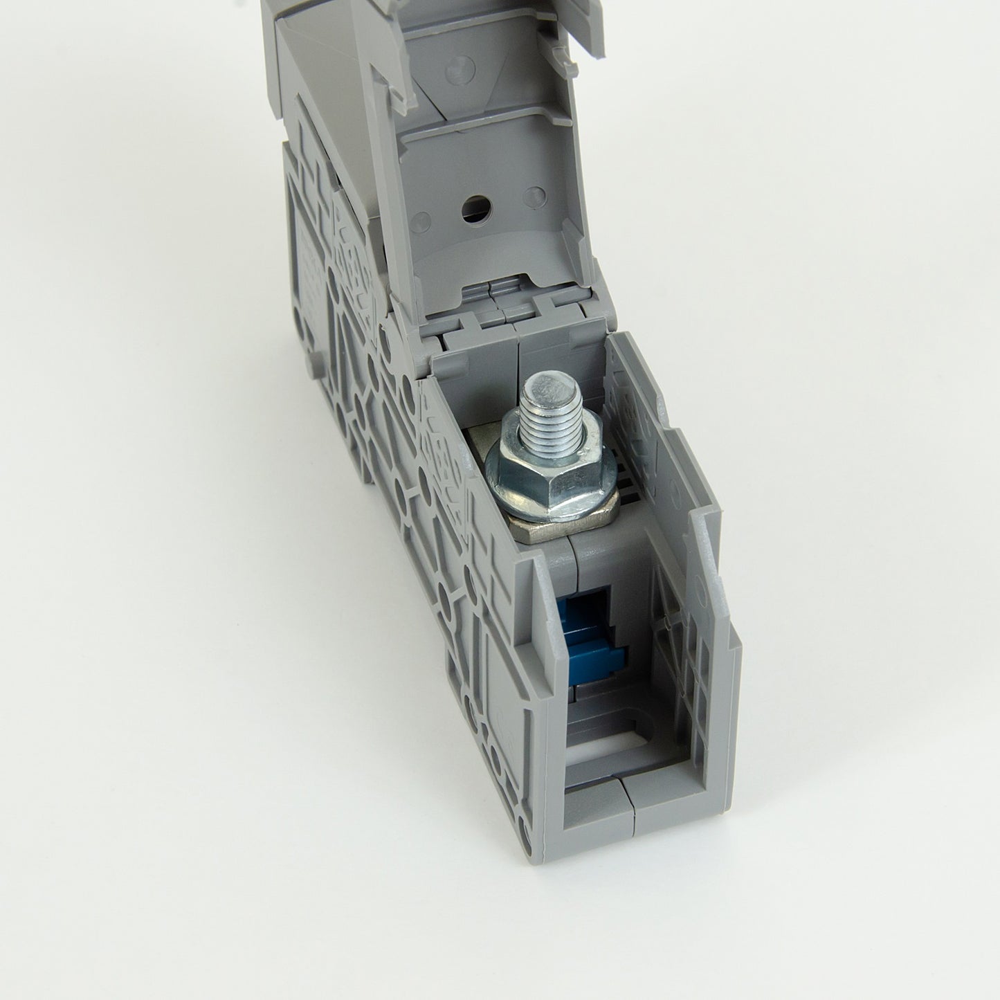ONKA 50mm2 M8 Screw Rail Connector Terminal Block DIN Rail Terminal with Protective Cover, Gray, 1030031