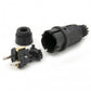 Dop de cauciuc negru IP54, 250v 16a pe cablu, Uni-Schuko (dublă legare la pământ), 2P+E, REF, Bylion