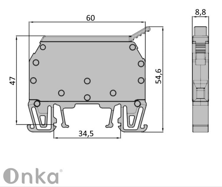 ONKA 6mm2 screw connection terminal block fuses (fuses not included) gray, 1010241