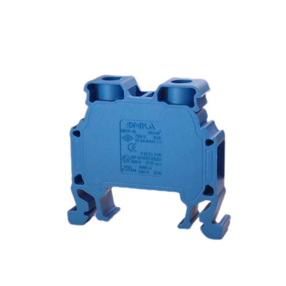 ONKA 10mm2 Screw terminal block DIN rail connector 2 wires blue, 1010045