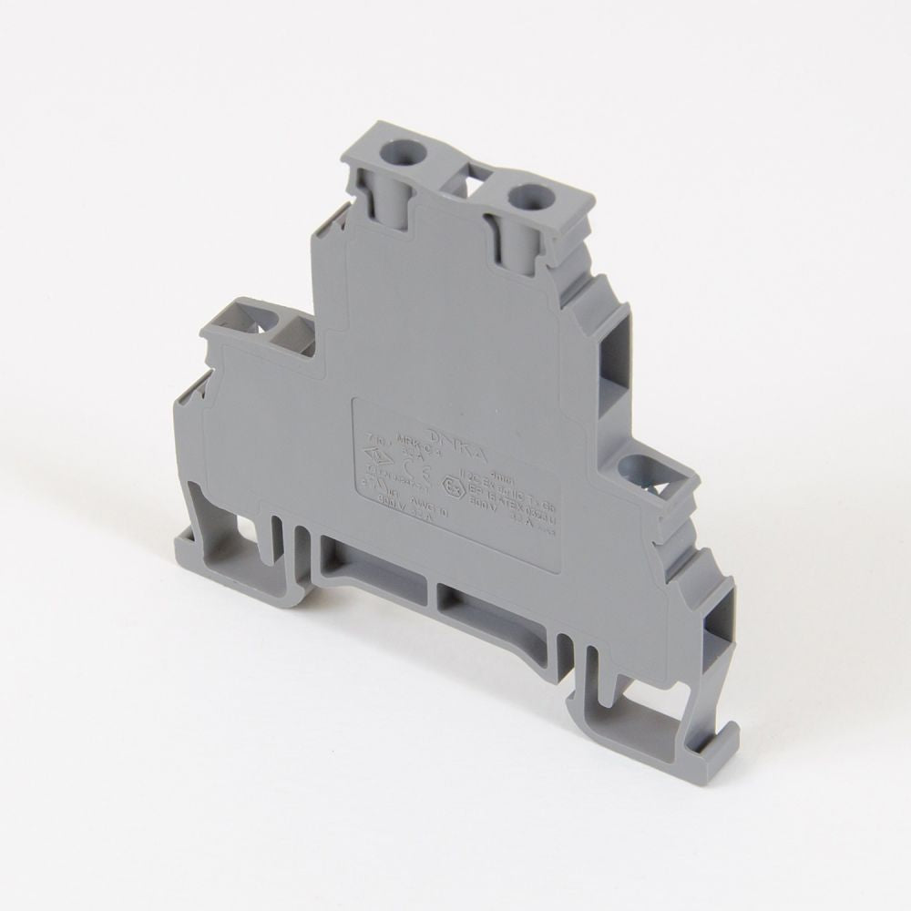ONKA 4mm2, 2 levels DIN rail terminal block screw terminal 4 wires grey, 1010368