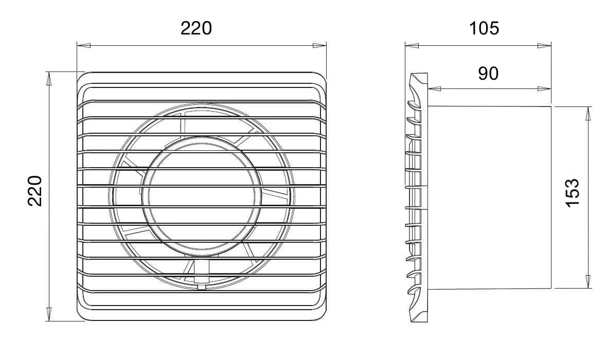 Alize ARS - ventilator axial alb pentru baie / WC, montat pe perete, alb, cu grilă silențioasă 150mm, 280 m3/h, 348564