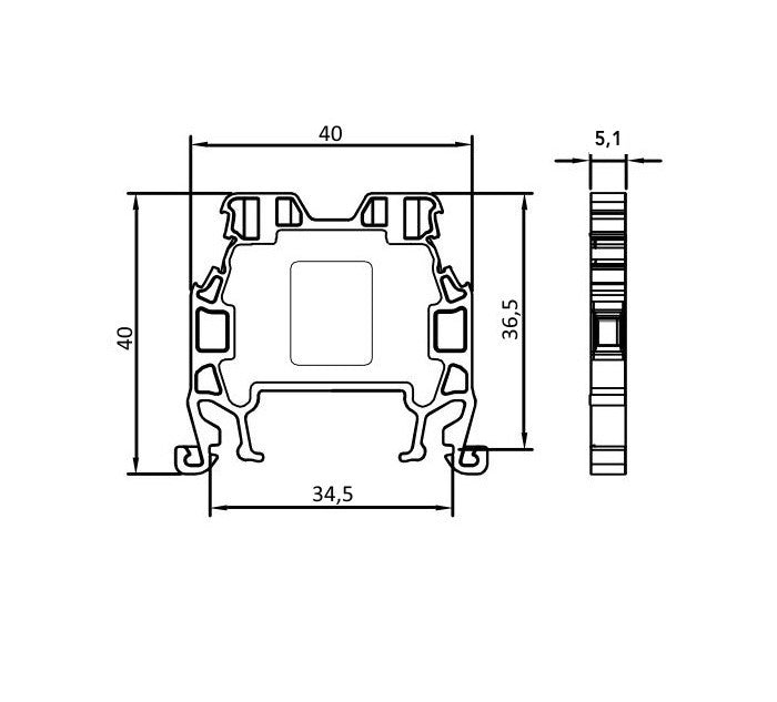 ONKA 1.5mm2 Screw terminal block DIN rail connector terminal 2 wires gray, 1010002