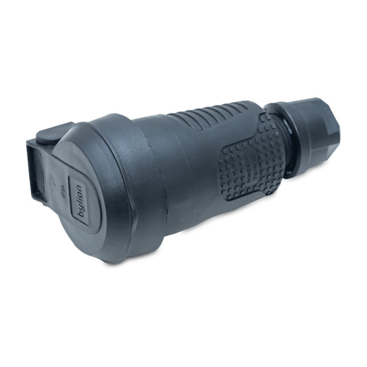 Priză ermetică din cauciuc negru IP54 cu clapetă 2P+Z 16A 250V SCHUKO RDP-F Bylion