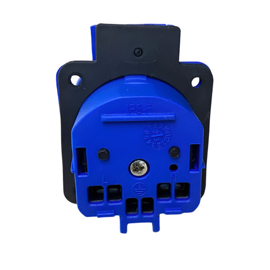 Priză ermetică 2P+Z, 230/220v, cu împământare, IP44, cu clapetă, albastră, 250V franceză