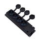 4x priză de cauciuc "cauciuc" negru cu capac ermetic IP44, 250V, 16A, 2P+Z, tip francez E,4KMP-E, Bylion