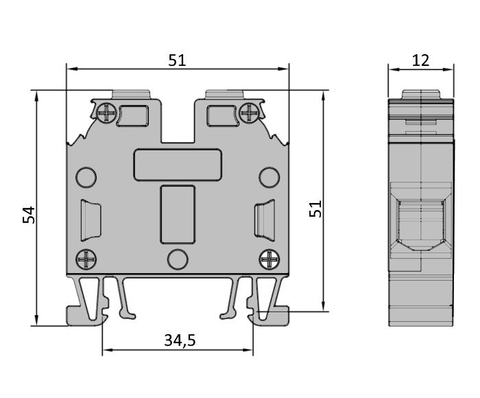 ONKA 16mm2 Screw terminal block DIN rail connector terminal 2 wires gray, 1010052