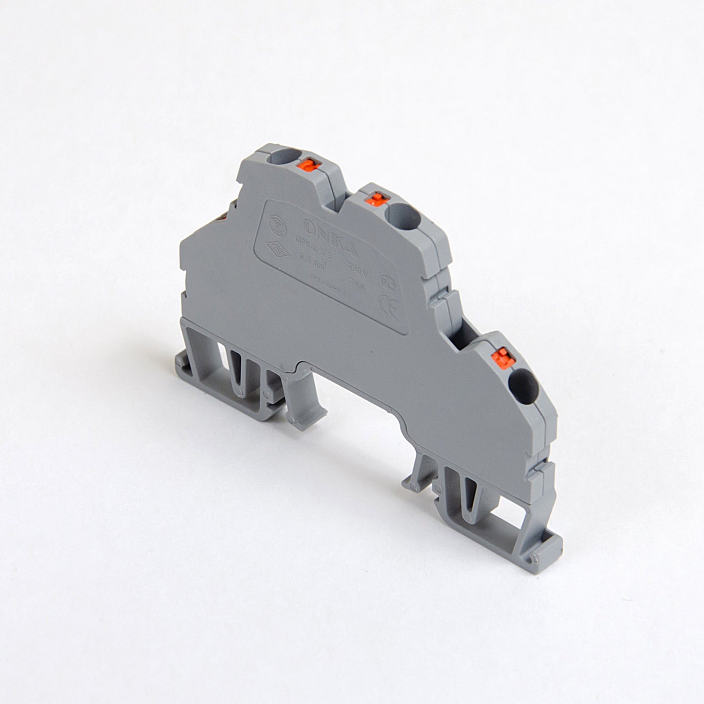 ONKA 2,5 mm2, 2 niveluri bloc terminal conector șină cu arc bloc terminal șină DIN 4 fire gri, 1020379