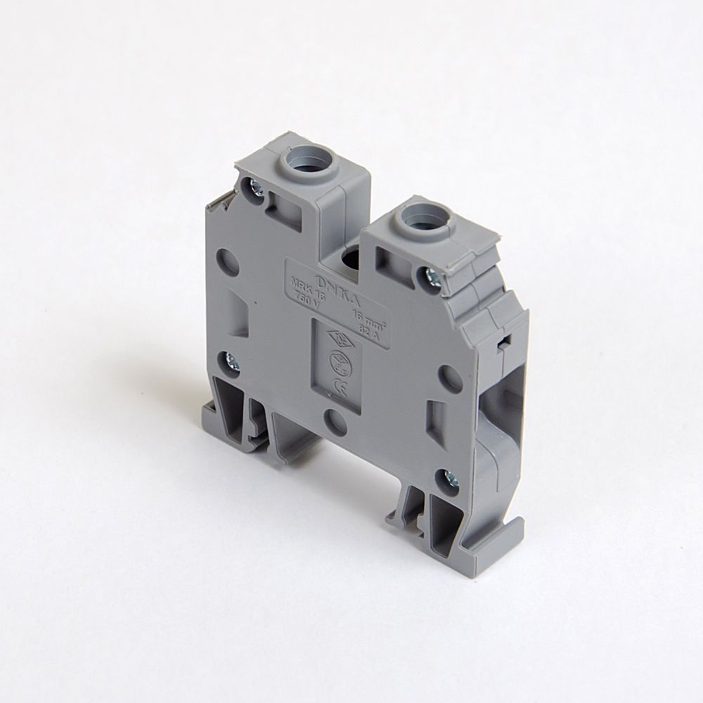 ONKA 16mm2 Screw terminal block DIN rail connector terminal 2 wires gray, 1010052