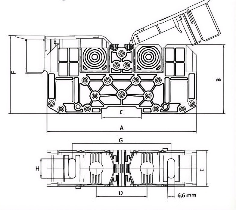 MRK 25 mm² terminal block for rail mounting (with cover)