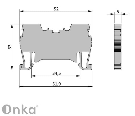 ONKA 1.5mm2 conector cu arc pentru șină bloc terminal șină DIN terminal 2 fire gri, 1020002