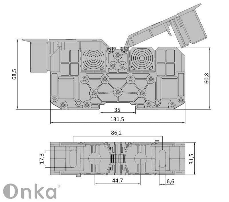 ONKA 95mm2 M8 Screw Rail Connector Terminal Block DIN Rail Terminal with Protective Cover, Gray, 1030059