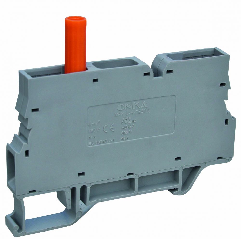 ONKA 6mm2 Screw terminal block with DIN rail test terminal 2 wires grey, 1010213