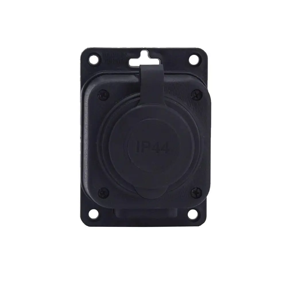 Soclu de suprafață negru "cauciuc" 250V, 16A, IP44, SCHUKO 2P+Z, 1KMP-F, Bylion