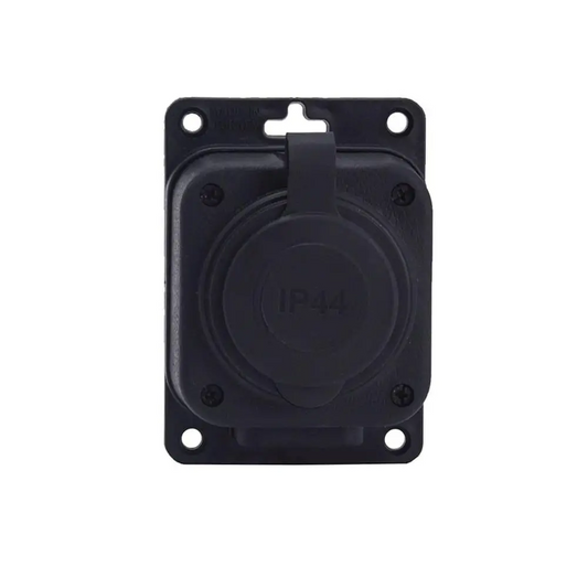 Soclu de suprafață negru "cauciuc" 250V, 16A, IP44, SCHUKO 2P+Z, 1KMP-F, Bylion