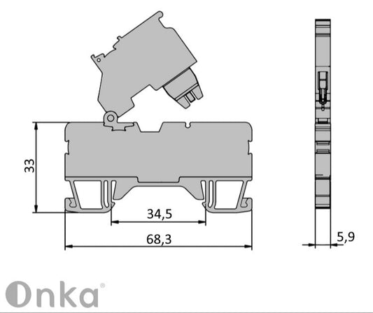 ONKA 2.5mm2 conexiune cu șurub bloc terminal de siguranță (siguranța nu este inclusă) gri, 1020223