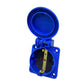 Watertight socket 2P+E, 230/220V, with grounding, IP44, with flap, blue, 250V, Schuko