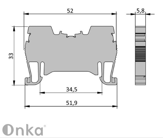 ONKA 2.5mm2 spring connector for DIN rail terminal block terminal 2 wires gray, 1020016