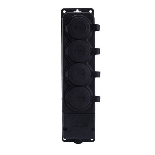4x priză de cauciuc "cauciuc" negru cu capac ermetic IP44, 250V, 16A, 2P+Z, tip francez E,4KMP-E, Bylion