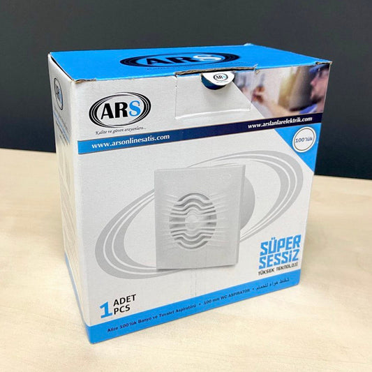 ARS-White ventilator axial pentru baie / WC montat pe perete, alb, cu grilă silențioasă 100mm, 90 m3/h, 340041