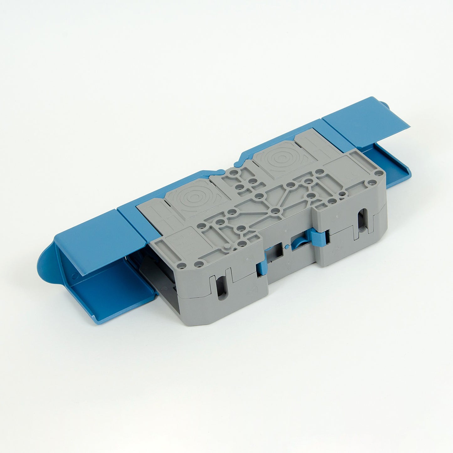 ONKA 150mm2 M12 Bloc terminal conector șină cu șurub Terminal șină DIN cu capac de protecție, albastru, 1030091