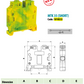ONKA 35mm2 PE Conector șină cu șurub bloc terminal șină DIN terminal 2 fire gri, 1010533