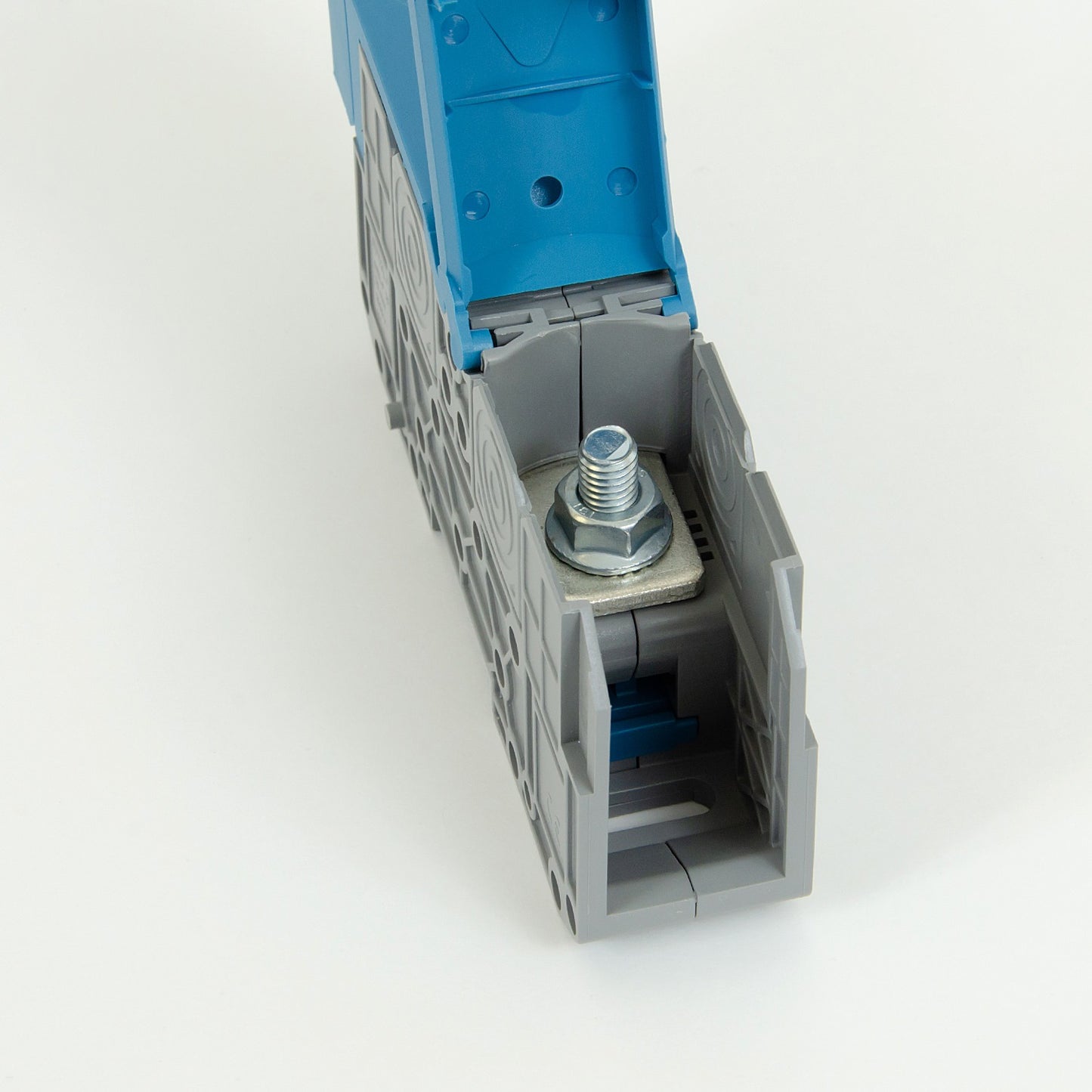 ONKA 70mm2 M8 Screw Rail Connector Terminal Block DIN Rail Terminal with Protective Cover, Blue, 1030048