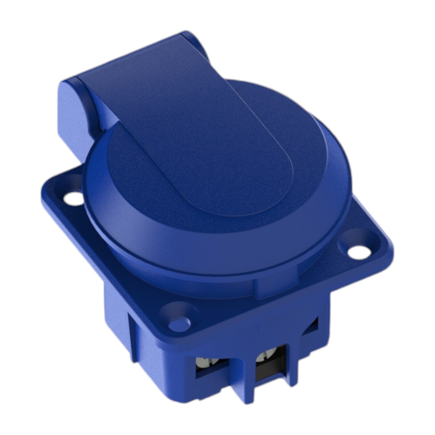Priză ermetică 2P+Z, 230/220v, cu împământare, IP44, cu clapetă, albastră, 250V franceză