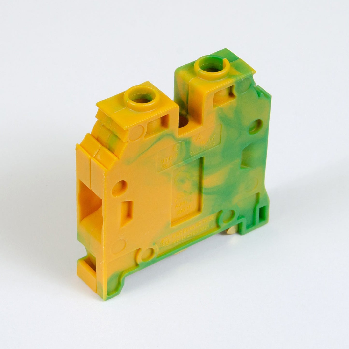 ONKA 16mm2 PE Conector șină cu șurub bloc terminal șină DIN terminal 2 fire gri, 1010532