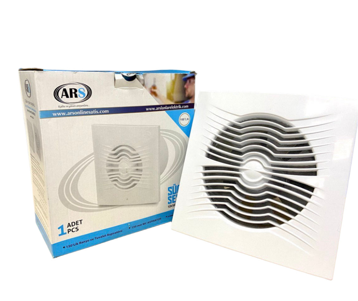ARS - ventilator axial pentru baie / WC alb, montat pe perete, alb, cu grilă silențioasă 150mm, 280 m3/h, 340043