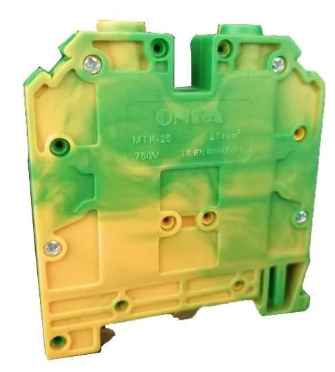 ONKA 16mm2 PE Conector șină cu șurub bloc terminal șină DIN terminal 2 fire gri, 1010223
